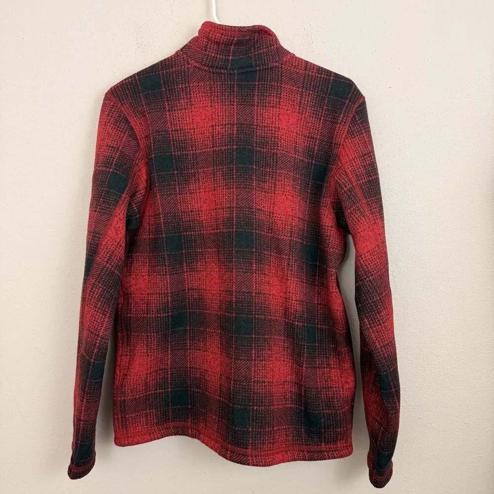 The North Face Jacket Men’s Sz Medium Fleece Pullover Red Plaid 1/2 Zip